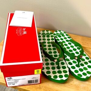 Coach Green Flip Flop Sandals -Size 11 -New with box